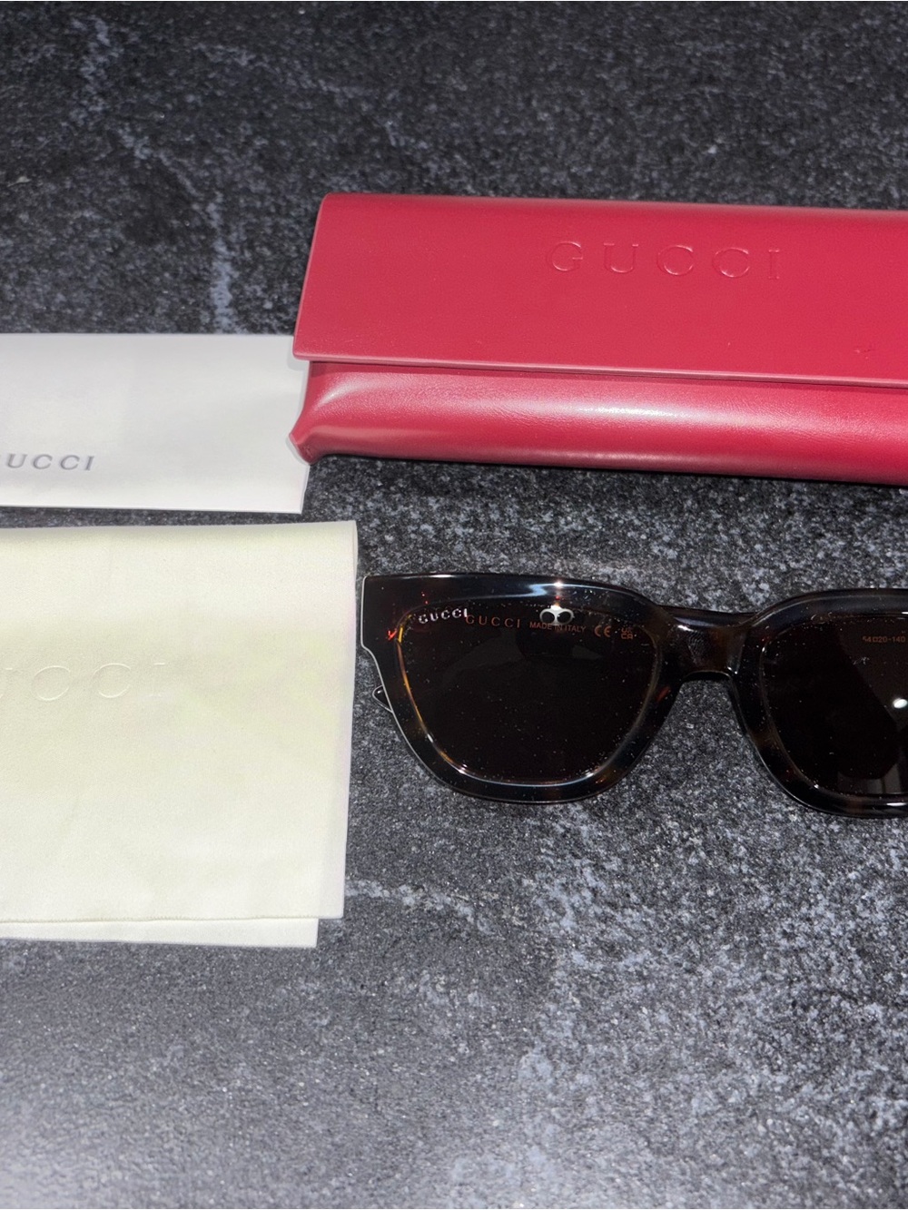 Gucci Men's Tortoiseshell Sunglasses with Pink Case